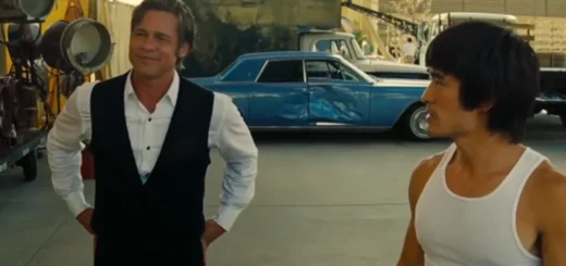 Cliff Booth e Bruce Lee em cena de Era Uma Vez em… Hollywood