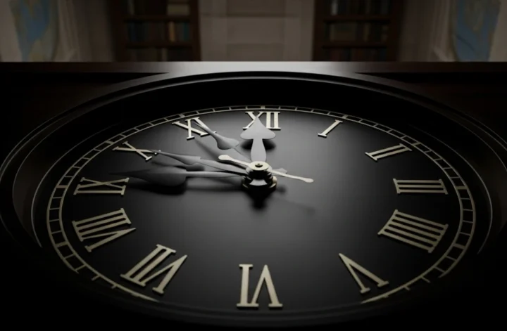 Relógio do Juízo Final marcando 85 segundos para a meia-noite em 2026