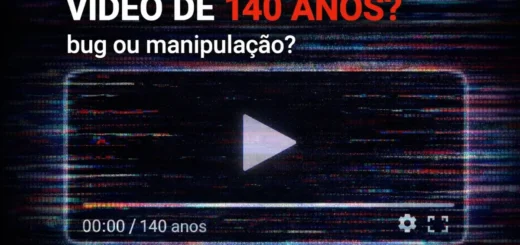 “Thumbnail ilustrativa de player com glitch e texto ‘Vídeo de 140 anos? bug ou manipulação?’”