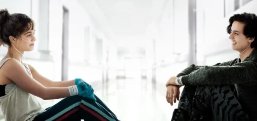 Dois jovens pacientes sentados à distância em corredor de hospital em A Cinco Passos de Você