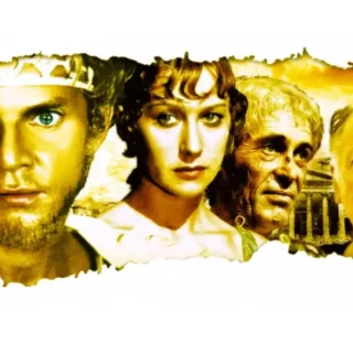 Cena promocional de Calígula (1979) com Malcolm McDowell, Helen Mirren e Peter O'Toole