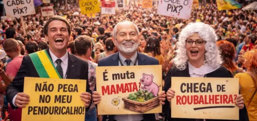 Foliões participam de bloco carnavalesco com protesto político contra supersalários no Rio de Janeiro