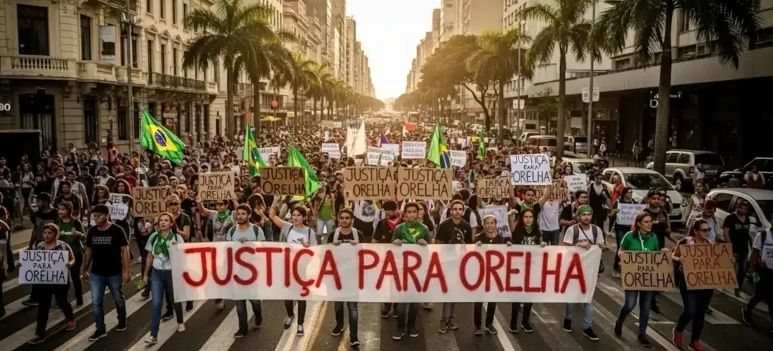 Protesto por justiça ao cão Orelha após caso de crueldade animal no Brasil