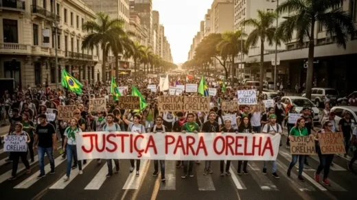 Protesto por justiça ao cão Orelha após caso de crueldade animal no Brasil