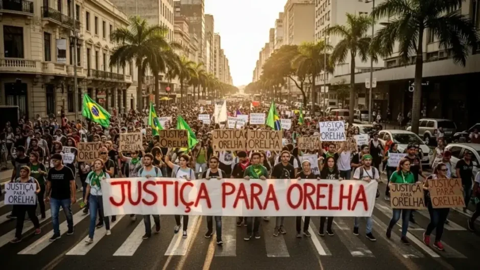 Protesto por justiça ao cão Orelha após caso de crueldade animal no Brasil