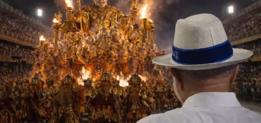 Presidente observa desfile de escola de samba na Sapucaí durante Carnaval em meio a debate sobre Justiça Eleitoral