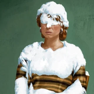 Cena do filme Estou Pensando em Acabar com Tudo, de Charlie Kaufman, com personagem coberta de neve