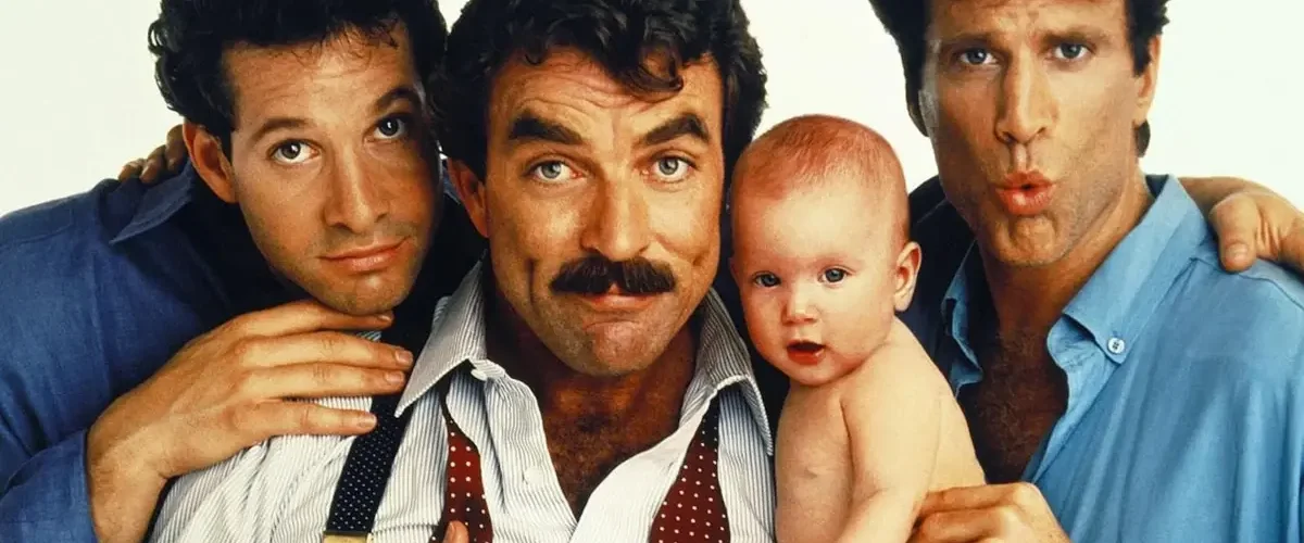 Elenco de Três Solteirões e um Bebê, filme associado à teoria do fantasma atrás da cortina