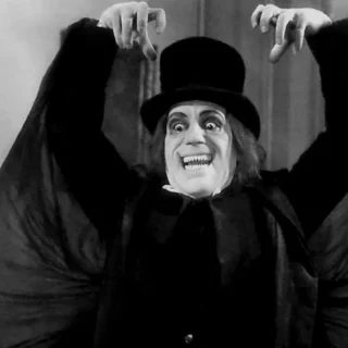 Lon Chaney caracterizado como vampiro no filme perdido London After Midnight (1927), de Tod Browning