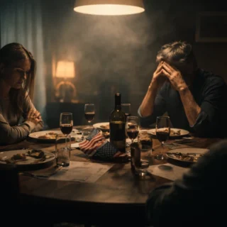 Cena conceitual representando tensão familiar durante discussão política em ambiente doméstico