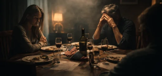 Cena conceitual representando tensão familiar durante discussão política em ambiente doméstico