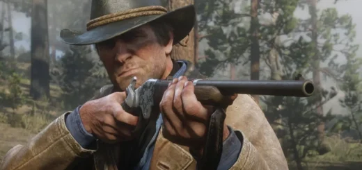 Arthur Morgan mirando com rifle em Red Dead Redemption 2