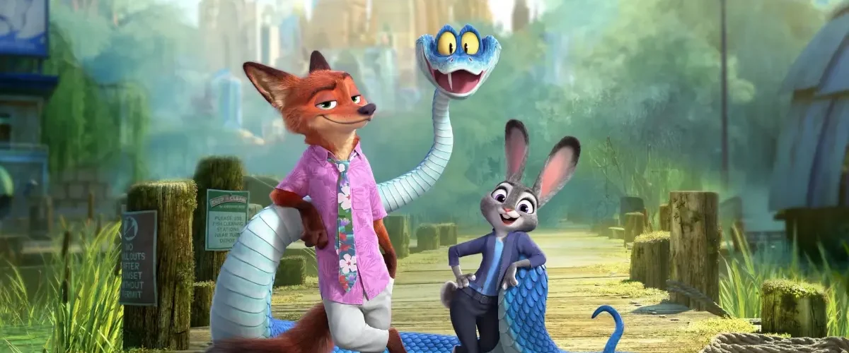 Judy Hopps, Nick Wilde e Gary A’Cobra em Zootopia 2
