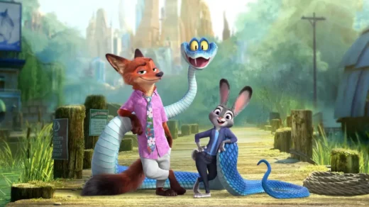 Judy Hopps, Nick Wilde e Gary A’Cobra em Zootopia 2