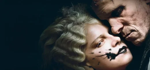 Cena do filme A Noiva (2026) dirigido por Maggie Gyllenhaal com Jessie Buckley e o monstro de Frankenstein