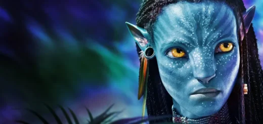 Neytiri em Avatar: O Caminho da Água observando Pandora com expressão intensa