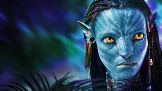 Neytiri em Avatar: O Caminho da Água observando Pandora com expressão intensa