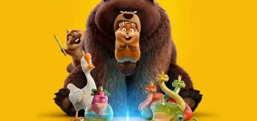 Personagens do filme Cara de Um, Focinho de Outro (2026) da Pixar reunidos diante de um portal tecnológico entre mundos animais
