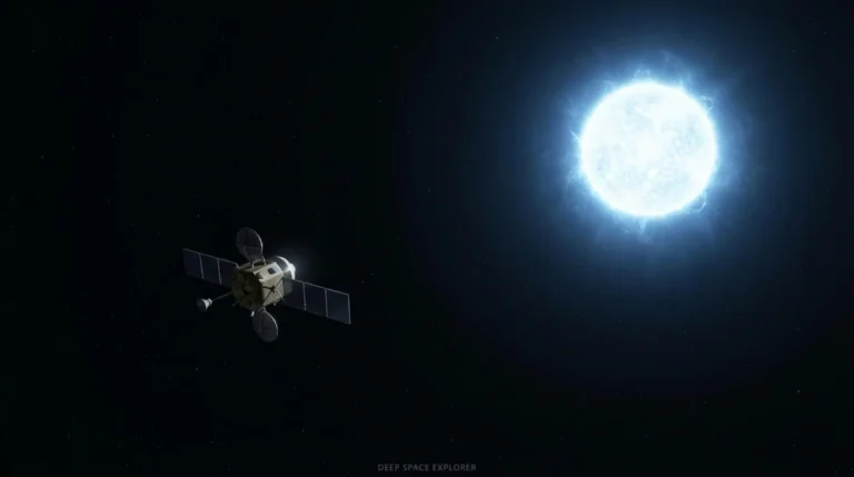 Ilustração de nave espacial solitária próxima a uma estrela, inspirada no romance Devoradores de Estrelas de Andy Weir