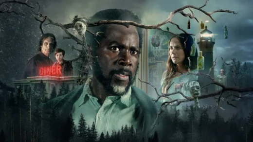 Cena promocional da série From com personagens cercados por elementos sombrios, simbolizando o horror existencial e o tema Que Será Será dos Pixies