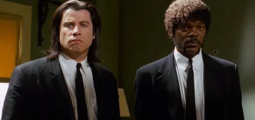 Vincent Vega e Jules Winnfield em cena de Pulp Fiction: Tempo de Violência (1994), dirigido por Quentin Tarantino
