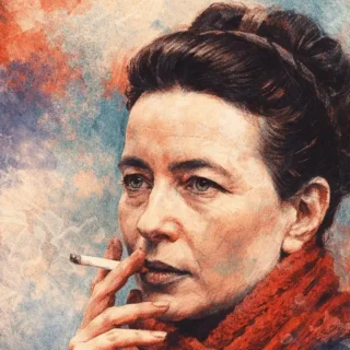 Retrato artístico de Simone de Beauvoir, autora de O Segundo Sexo.
