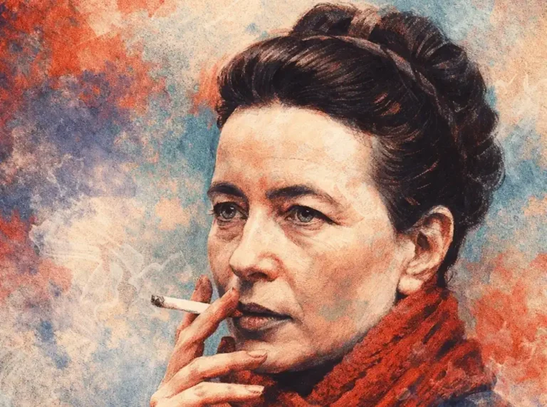Retrato artístico de Simone de Beauvoir, autora de O Segundo Sexo.