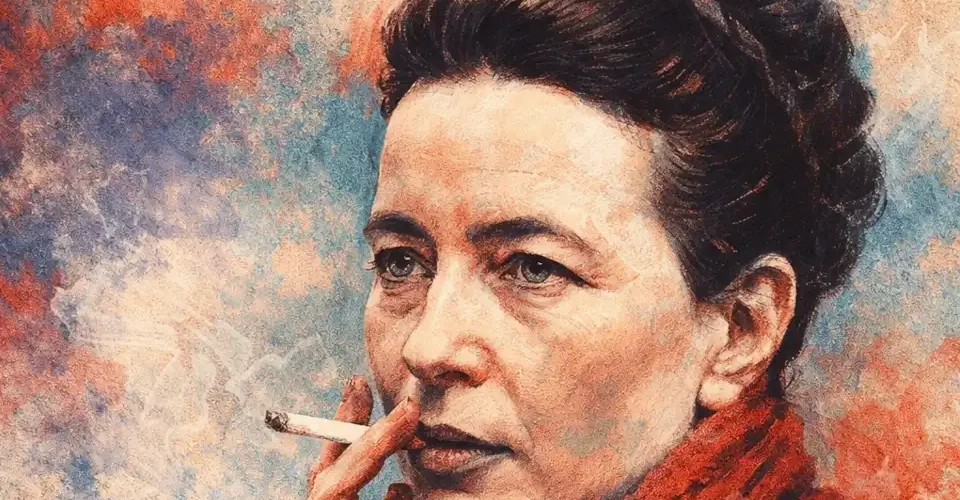 Retrato artístico de Simone de Beauvoir, autora de O Segundo Sexo.