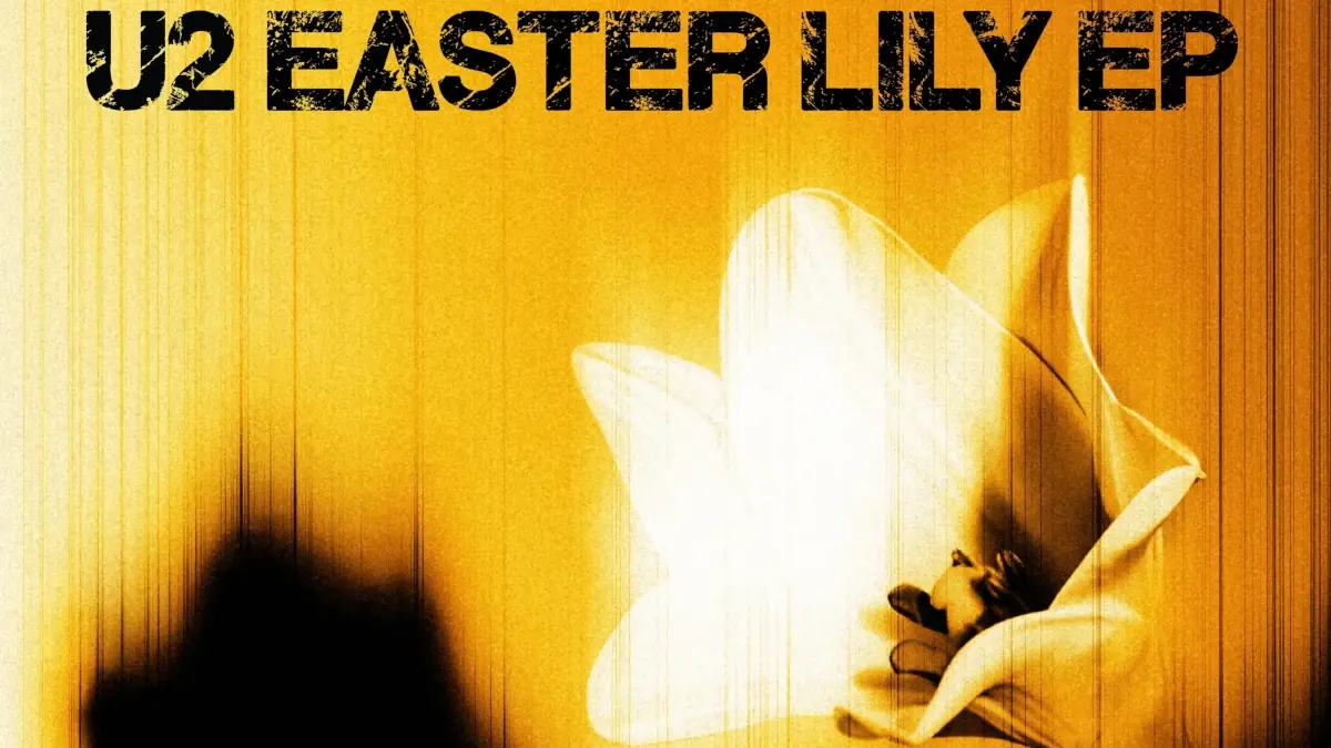 Lírio branco em fundo dourado representando o EP Easter Lily do U2 lançado na Sexta-Feira Santa de 2026