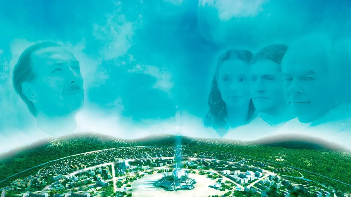 Cena do filme Nosso Lar mostrando a cidade espiritual da adapta&ccedil;&atilde;o de Chico Xavier