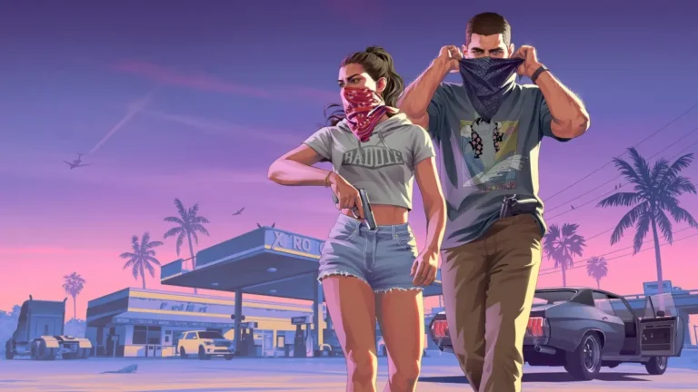 GTA VI ainda não existe — mas já quebrou a internet 1 Jason e Lucia em arte promocional de GTA VI em Vice City